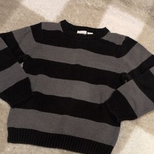 Sonoma Boys Charcoal and Black Striped Crewneck Sweater